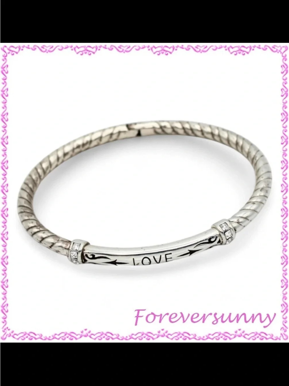 NWOT Brighton LOVE Engraved Silver-Tone Women's Bangle Bracelet